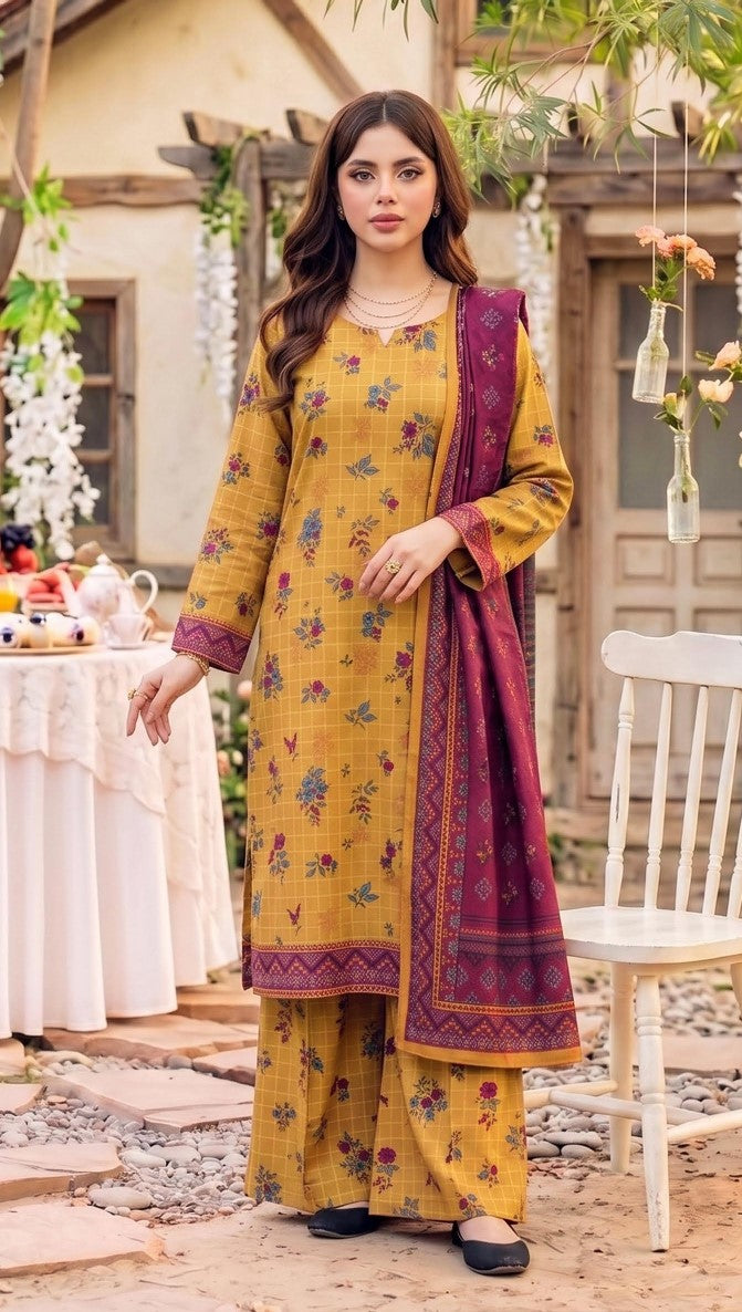 Safina Premium Printed Viscose 3-Piece Unstitched Suit
