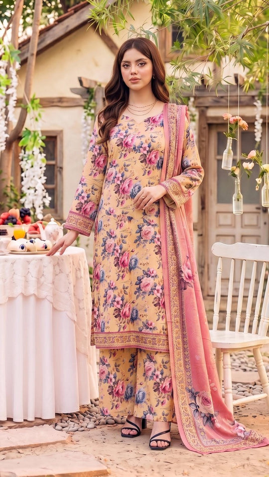 Safina Premium Printed Viscose 3-Piece Unstitched Suit