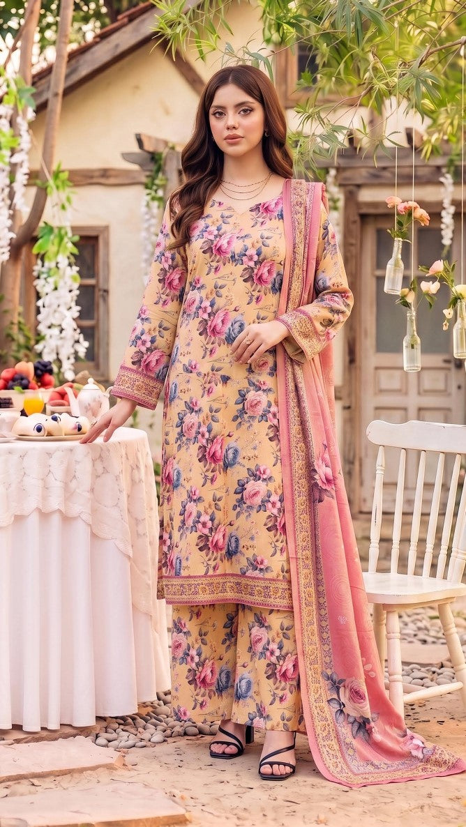 Safina Premium Printed Viscose 3-Piece Unstitched Suit