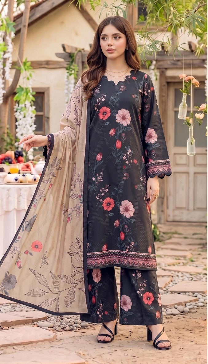 Safina Premium Printed Viscose 3-Piece Unstitched Suit