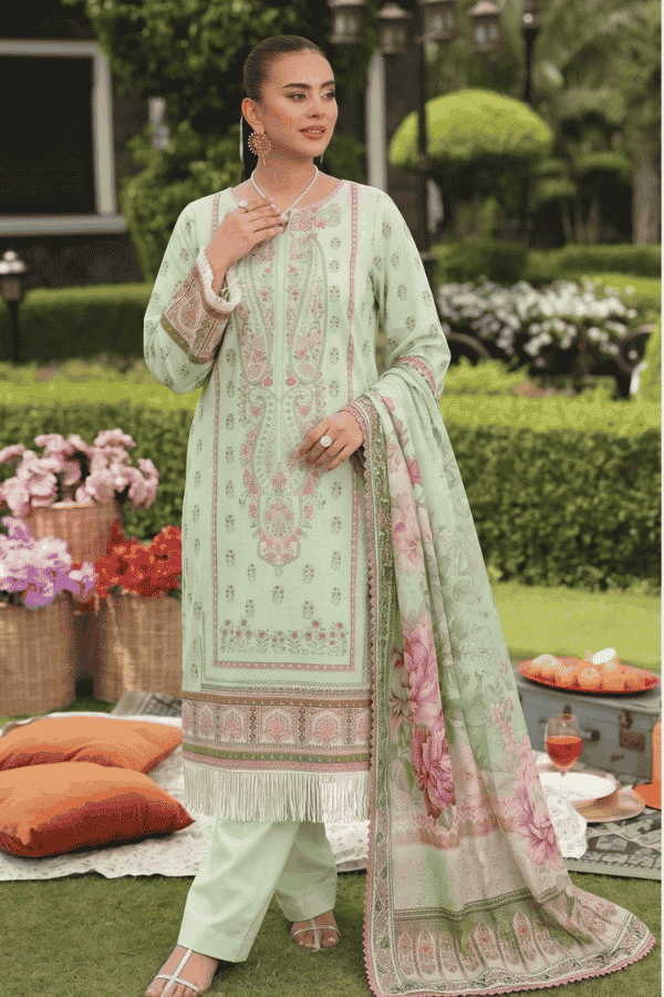 Malhaar Printed Linen 3 Piece Unstitched Suit