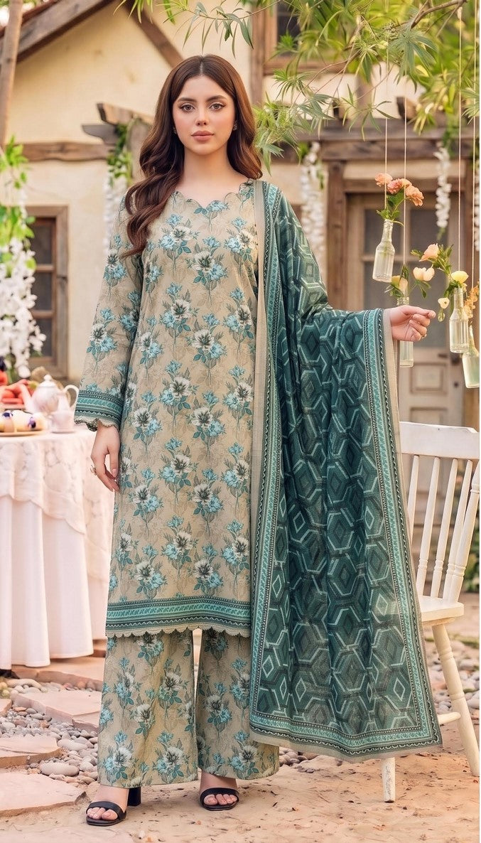 Safina Premium Printed Viscose 3-Piece Unstitched Suit