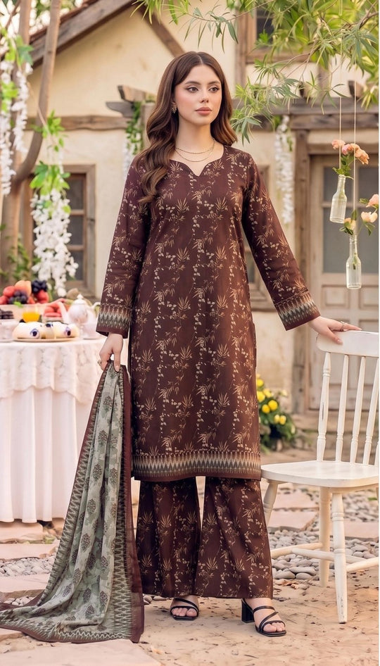 Safina Premium Printed Viscose 3-Piece Unstitched Suit