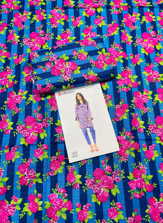 Alkaram Printed Silver Khaddar Shirt