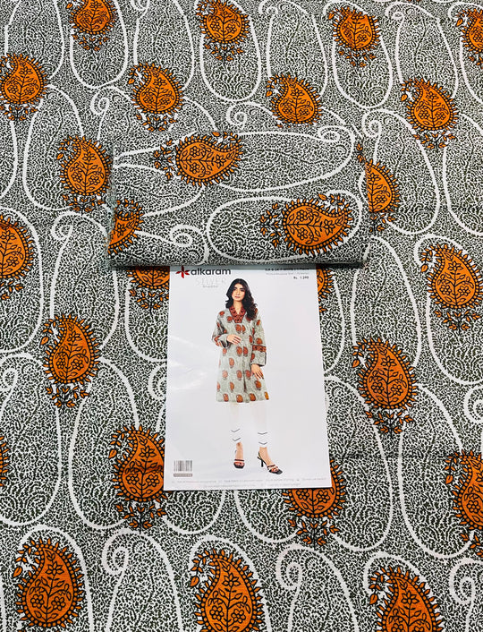 Alkaram Printed Silver Khaddar Shirt