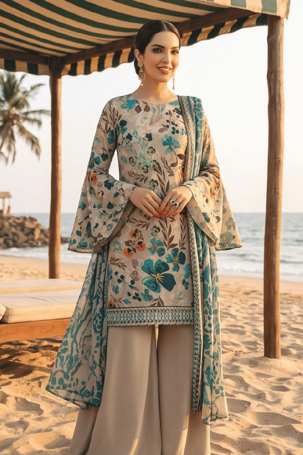 Zesh Digital Printed Cambric Cotton 3 Piece Unstitched Suit