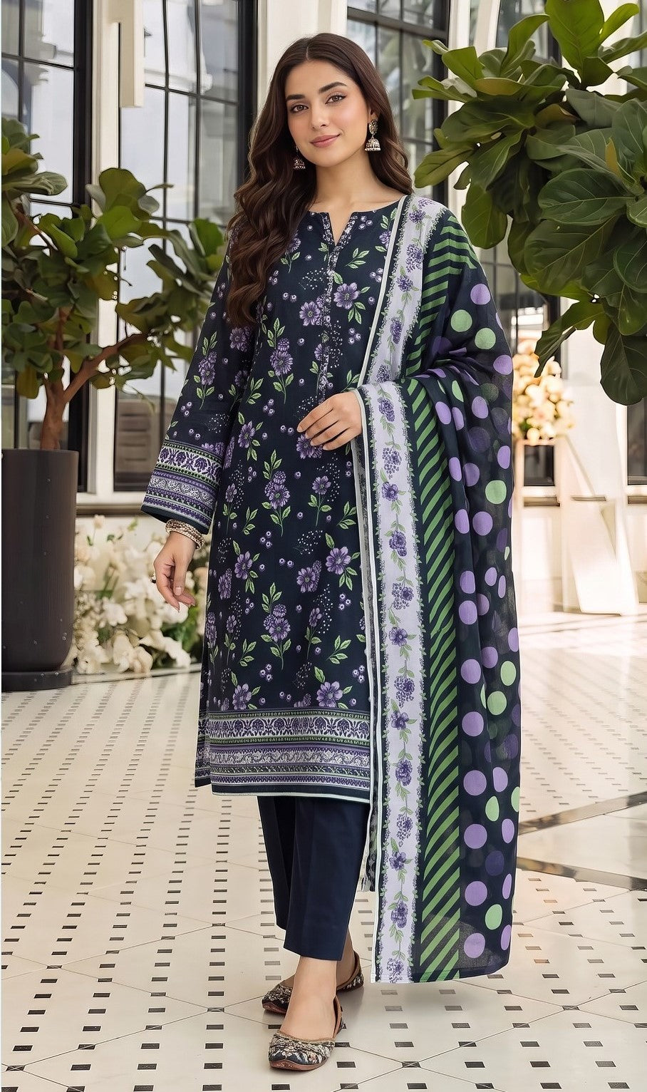 Khaadi Printed Khaddar 3-Piece Suit