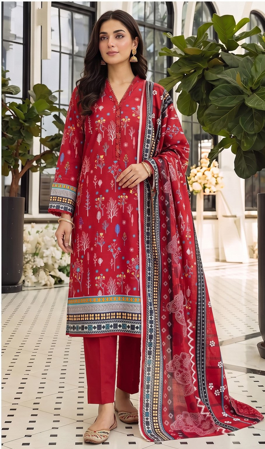 Khaadi Printed Khaddar 3-Piece Suit