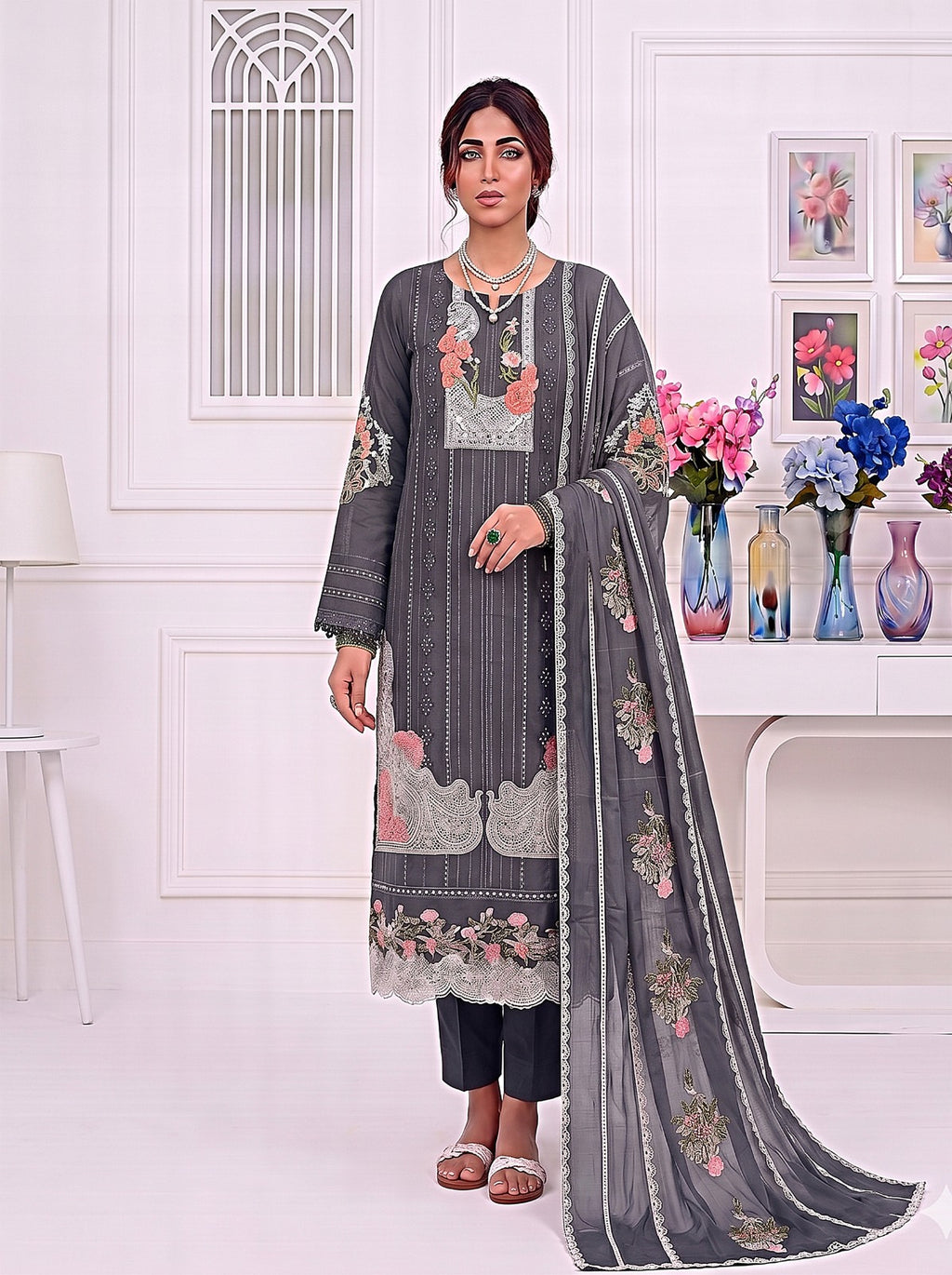 Crimson Embroidered Lawn 3-Piece Suit