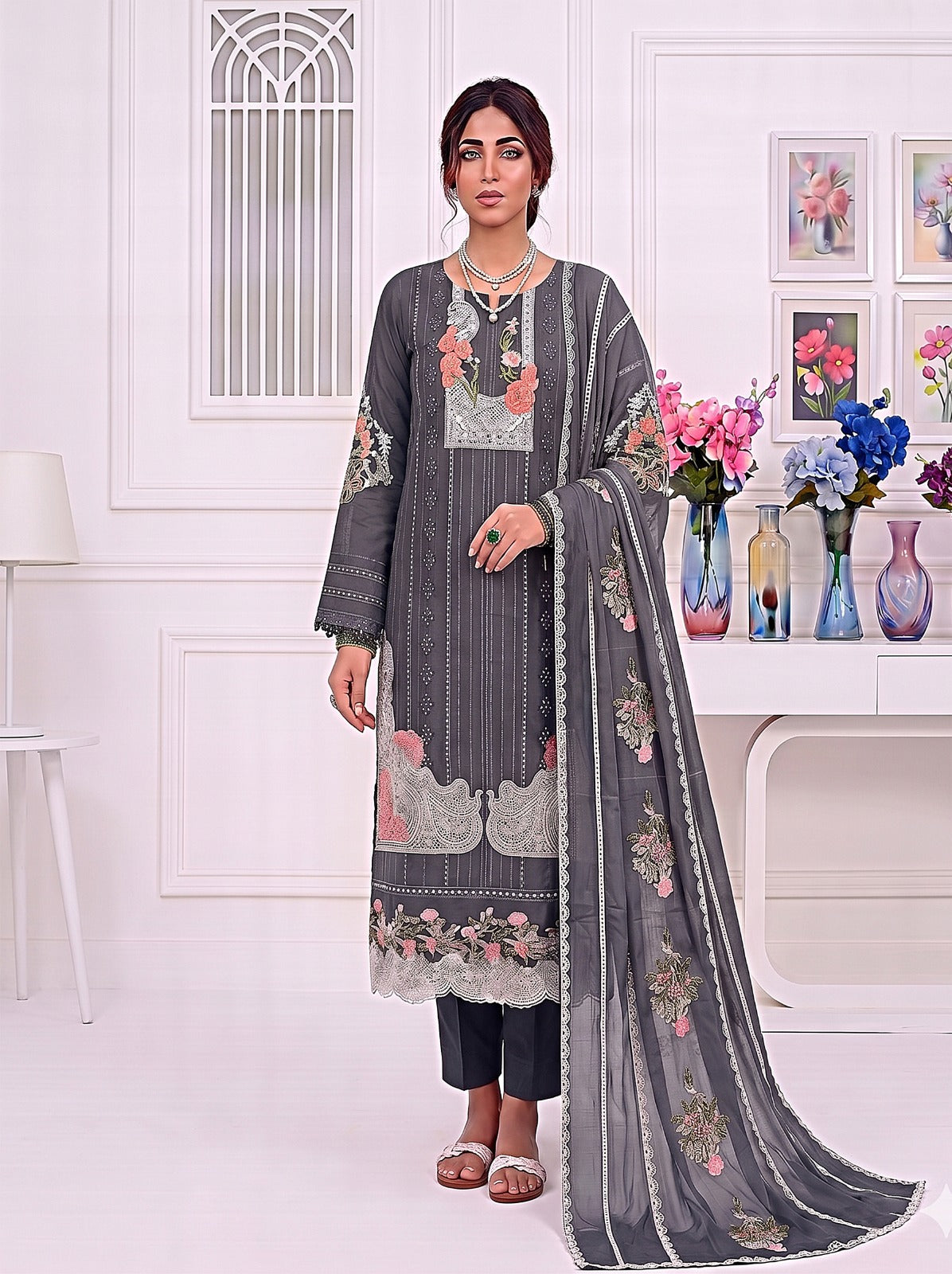 Crimson Embroidered Lawn 3-Piece Suit