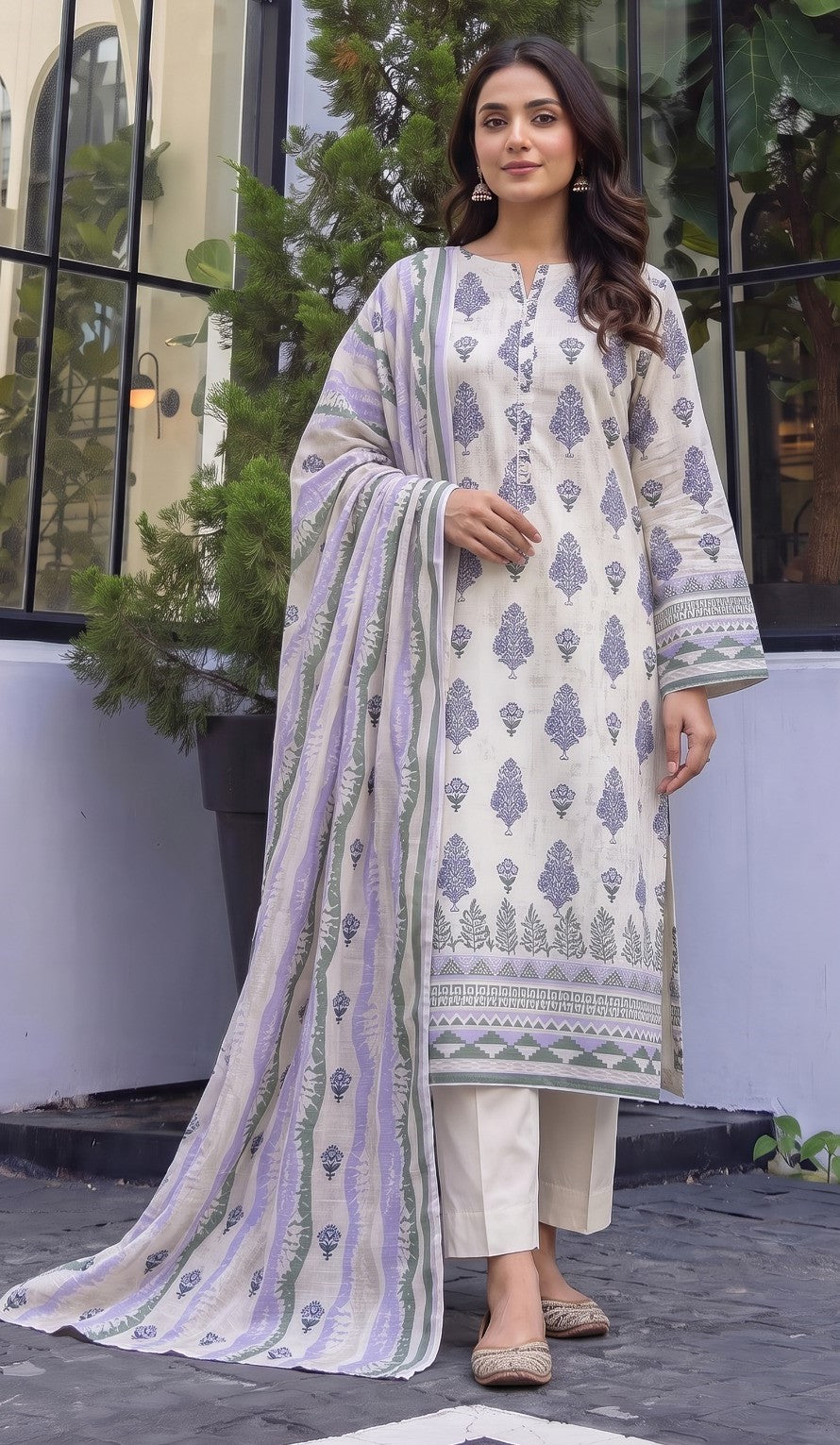 Khaadi Printed Khaddar 3-Piece Suit