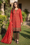Morning Show Style Luxury Red & Black Embroidered Unstitched 3 Piece Suit with Gold Work