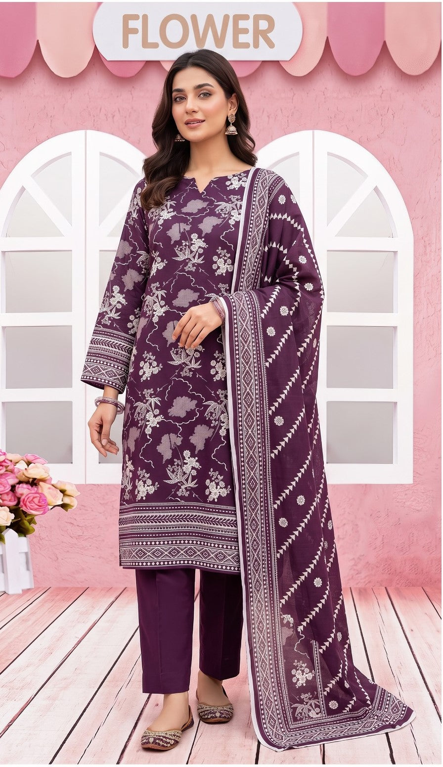 Khaadi Printed Khaddar 3-Piece Suit
