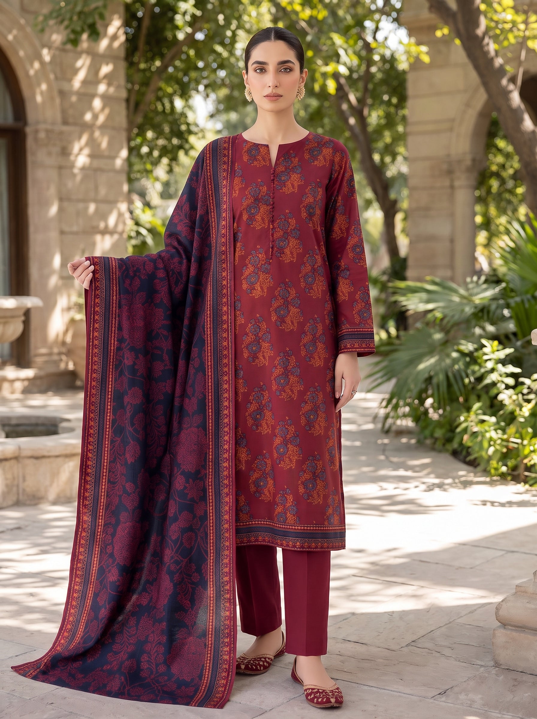 ZESH Printed Lawn 3 Piece Suit