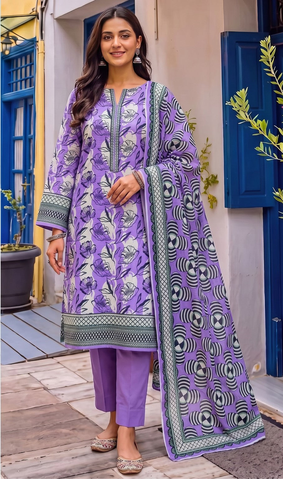 Khaadi Printed Khaddar 3-Piece Suit