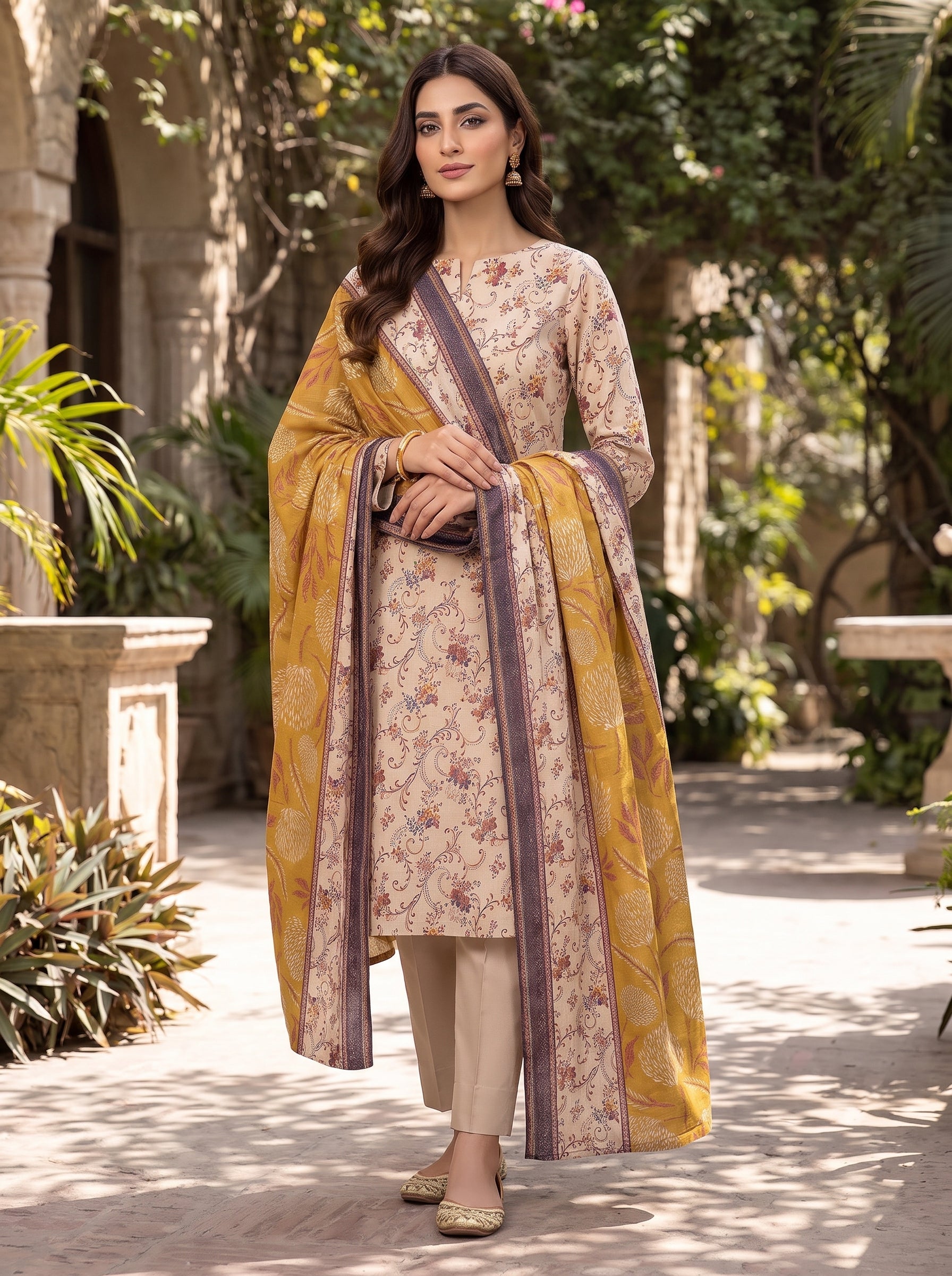 ZESH Printed Lawn 3 Piece Suit