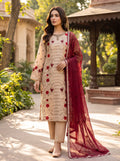 Graceful Beige Floral Embroidered 3-Piece Lawn Suit – Morning Show Edition