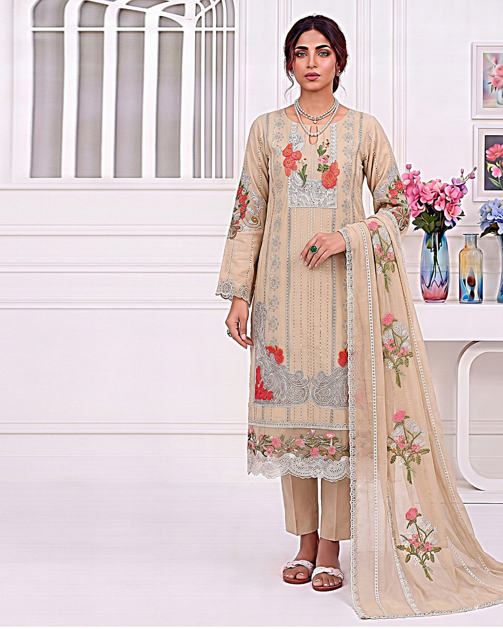 Crimson Embroidered Lawn 3-Piece Suit