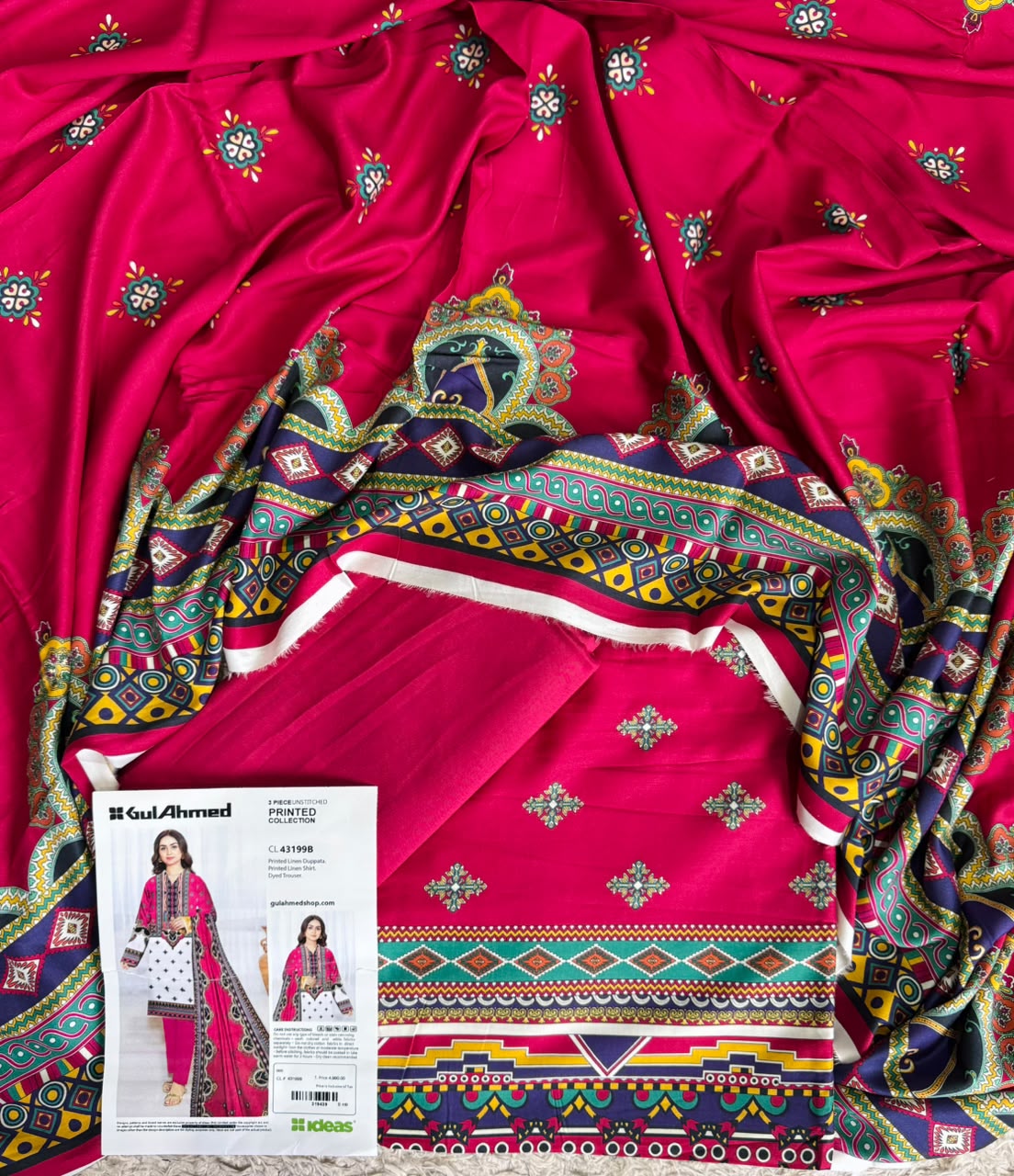 Gul Ahmed Printed Linen Unstitched 3 Piece Suit – Elegant Winter Collection