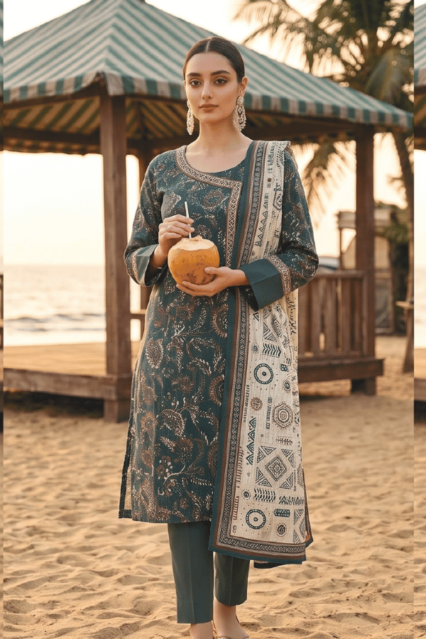 Zesh Digital Printed Cambric Cotton 3 Piece Unstitched Suit