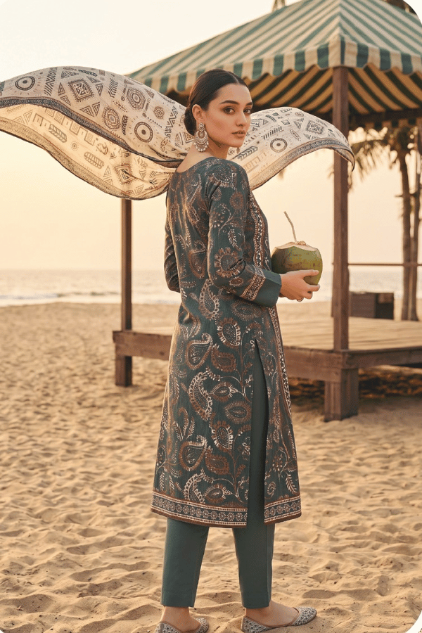 Zesh Digital Printed Cambric Cotton 3 Piece Unstitched Suit
