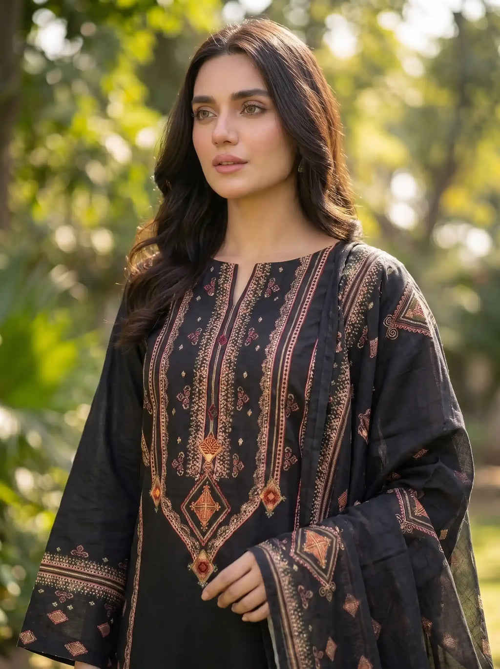 Kayseria - Geometric Printed 3-Piece Lawn Suit