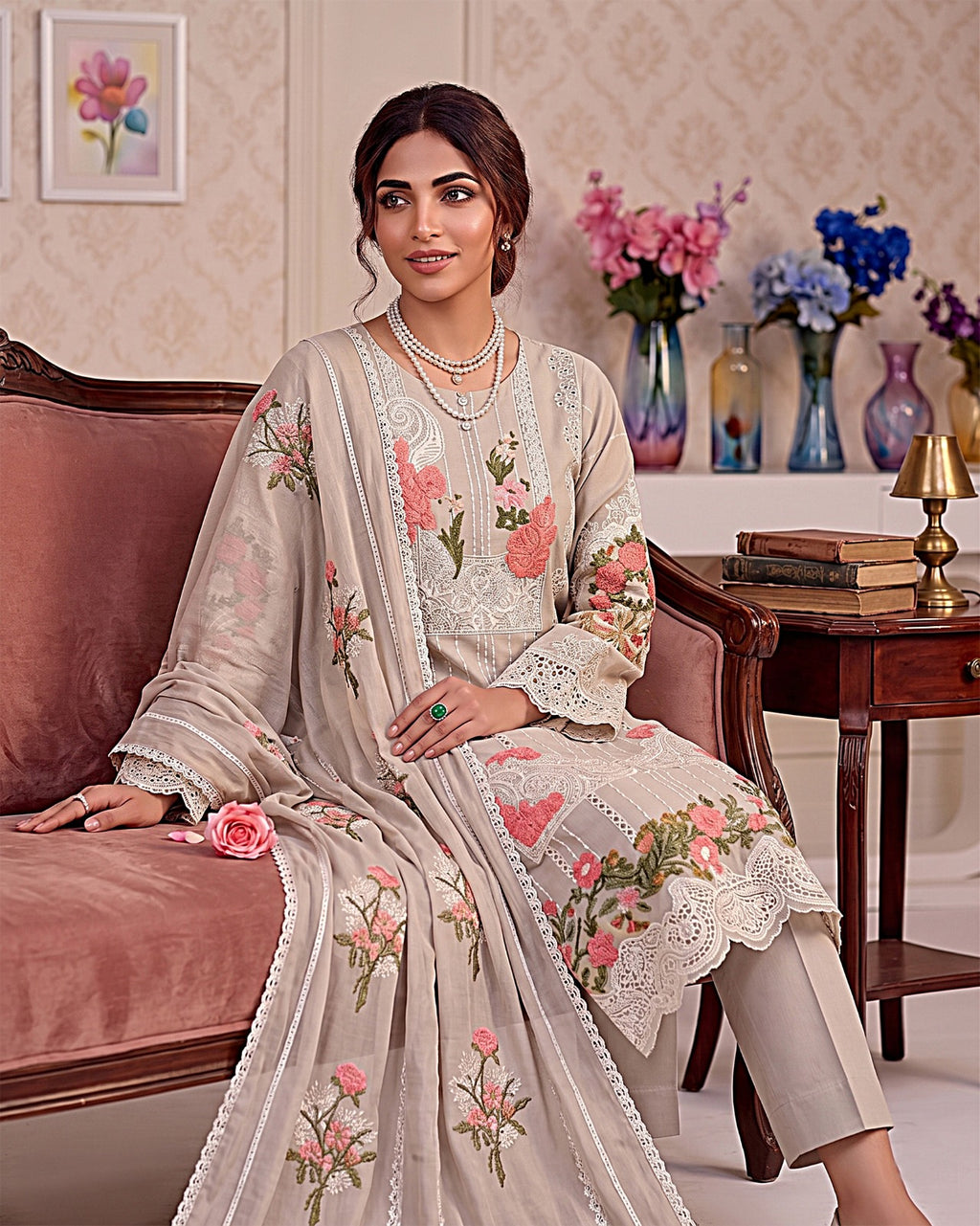 Crimson Embroidered Lawn 3-Piece Suit