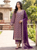 Morning Show Style Royal Purple Embroidered Unstitched 3 Piece Suit with Chiffon Dupatta
