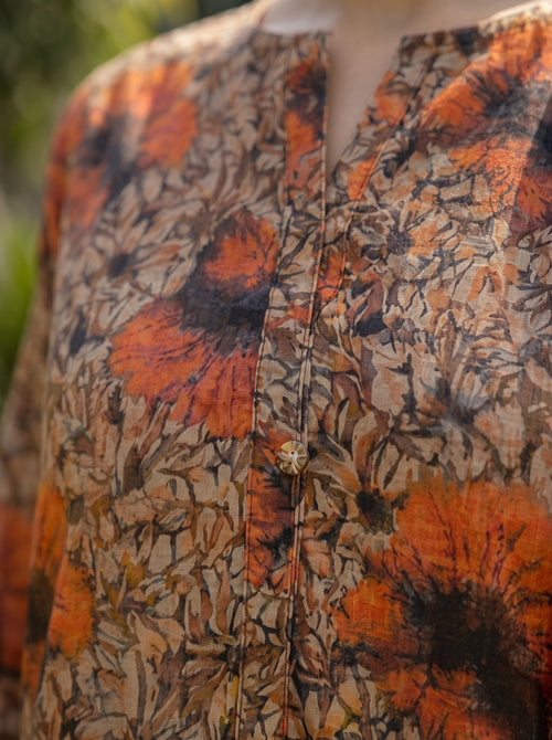 3 Piece Beige Floral Lawn Suit