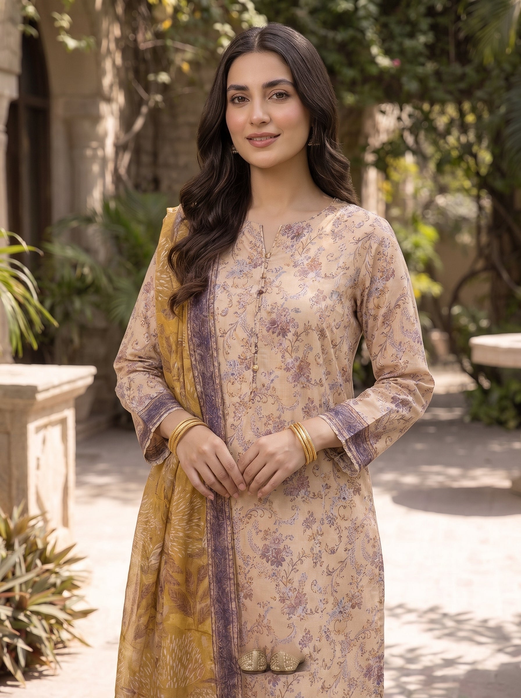 ZESH Printed Lawn 3 Piece Suit