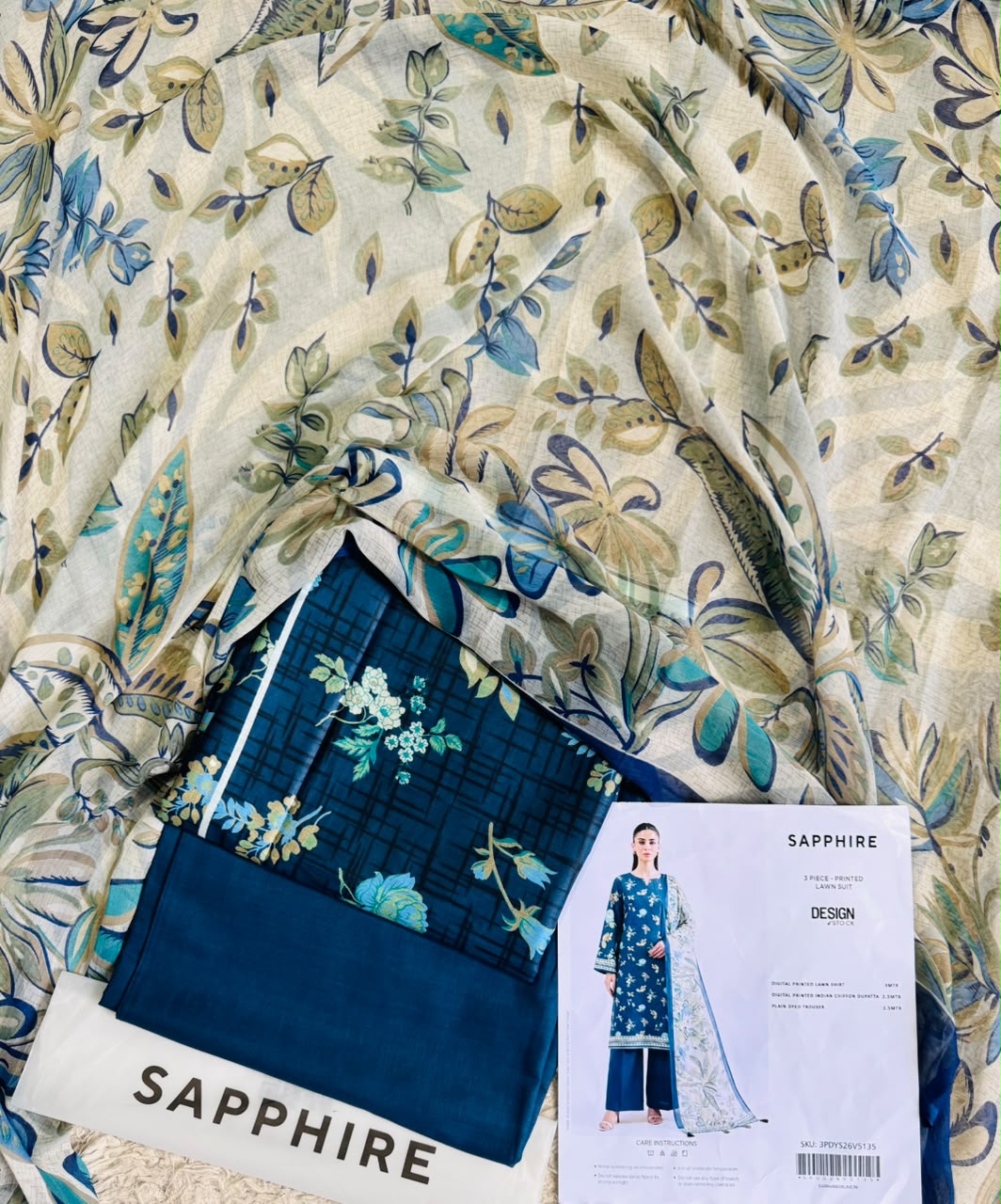 Sapphire Digital Printed Lawn 3 Piece Unstitched Suit