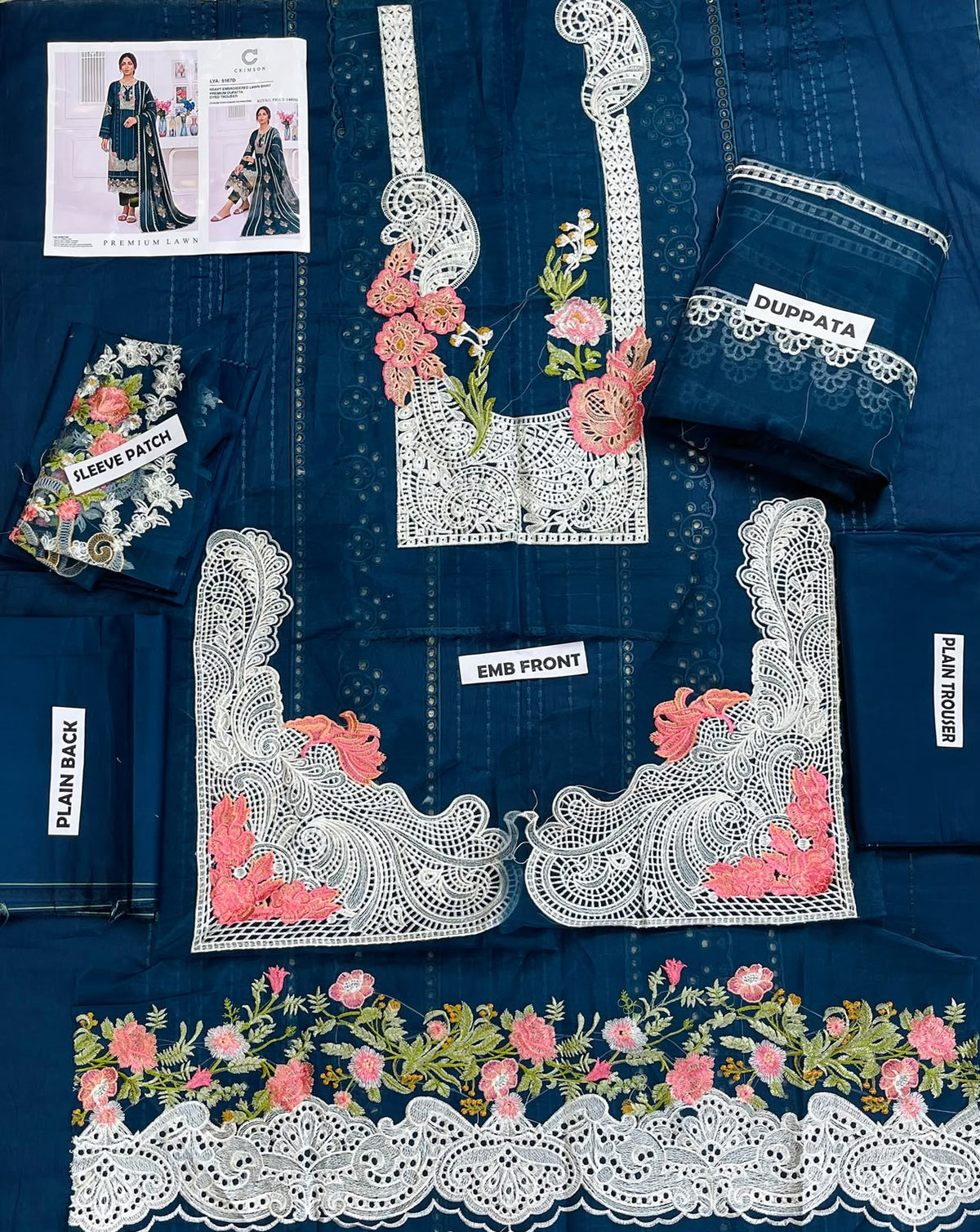 Crimson Embroidered Lawn 3-Piece Suit