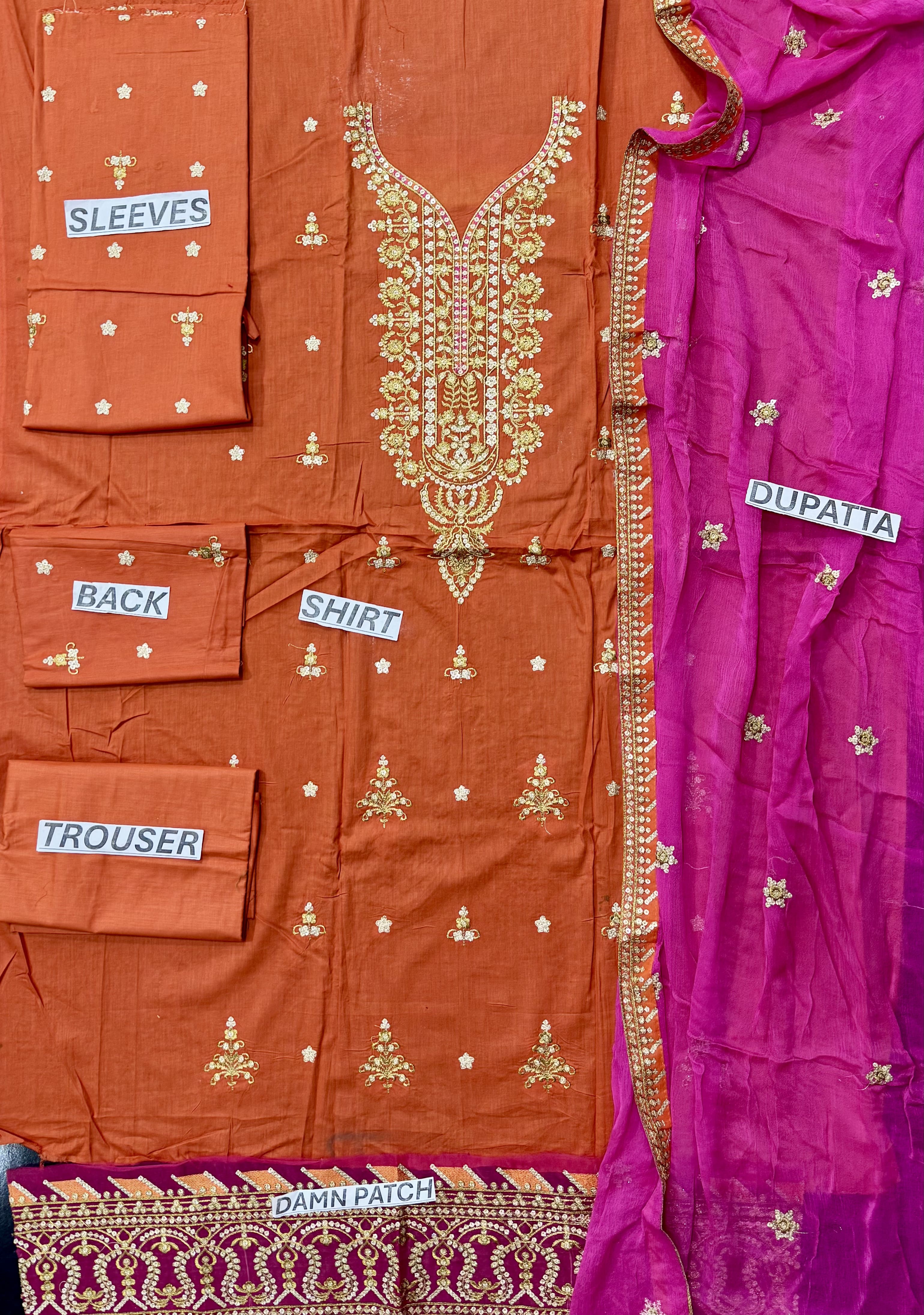 Vibrant Orange Embroidered 3-Piece Lawn Suit – Morning Show Edition