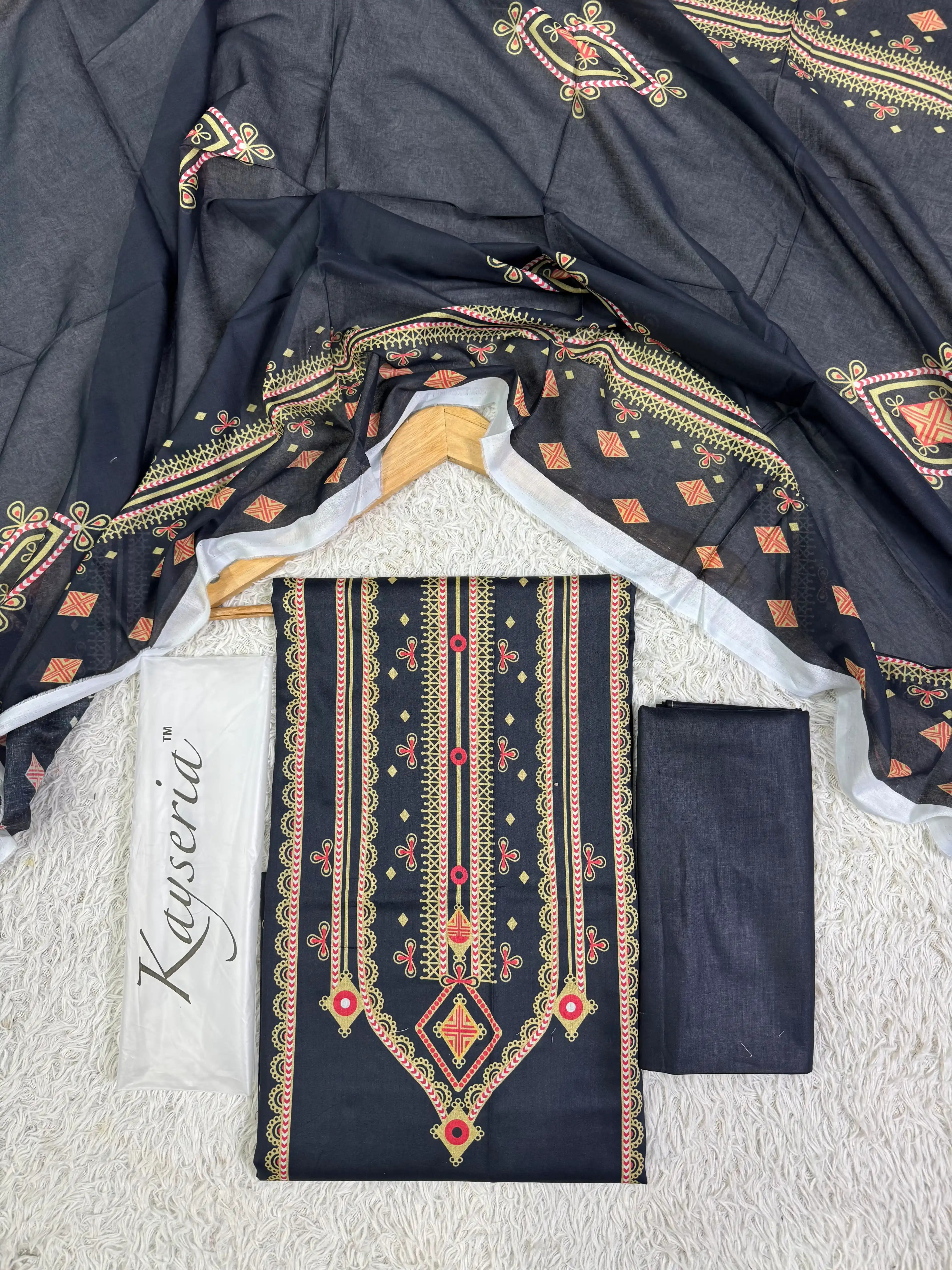 Kayseria - Geometric Printed 3-Piece Lawn Suit