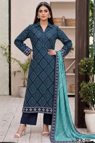 Mashaim Printed Khaddar | Digital Printed 3-Piece Khaddar Suit