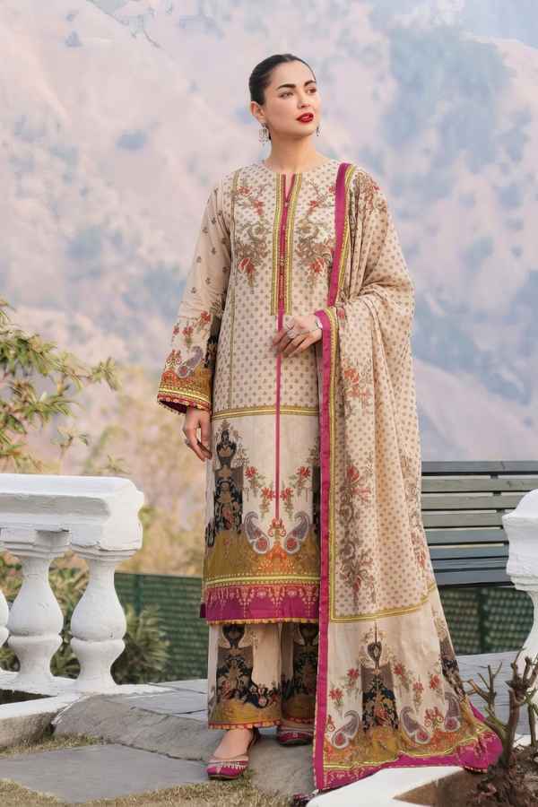 Sapphire Printed Shamooz Silk 3Pc Suit