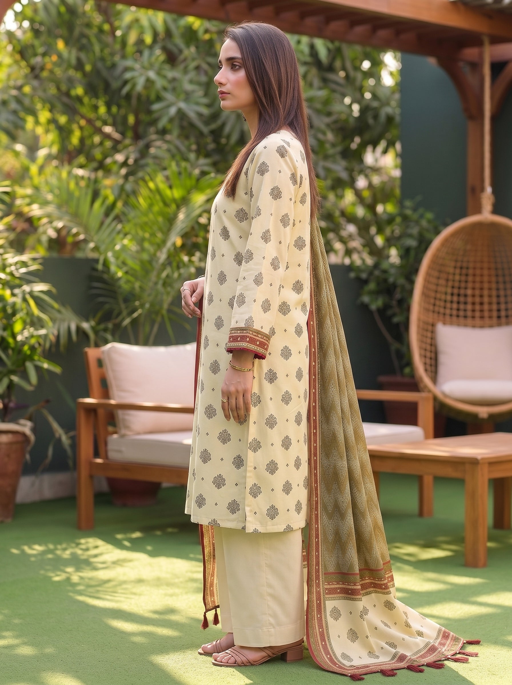 ZESH Printed Lawn 3 Piece Suit