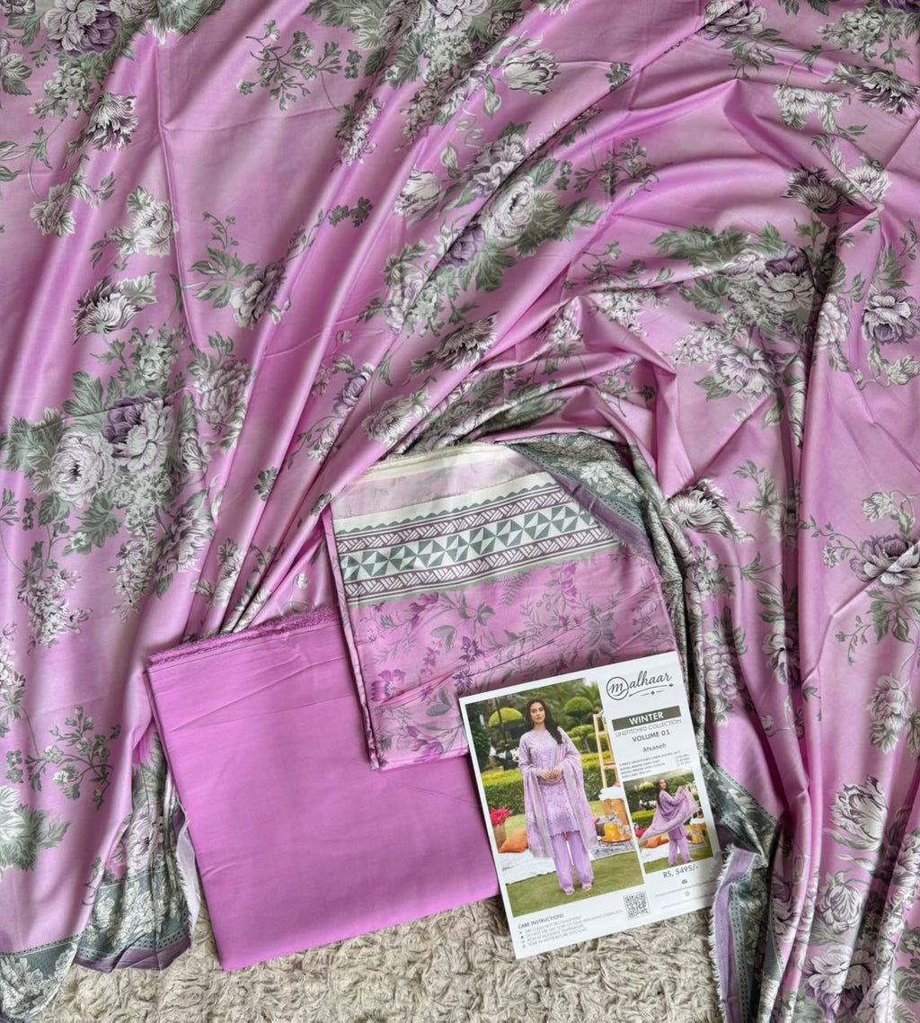 Malhaar Printed Linen 3 Piece Unstitched Suit