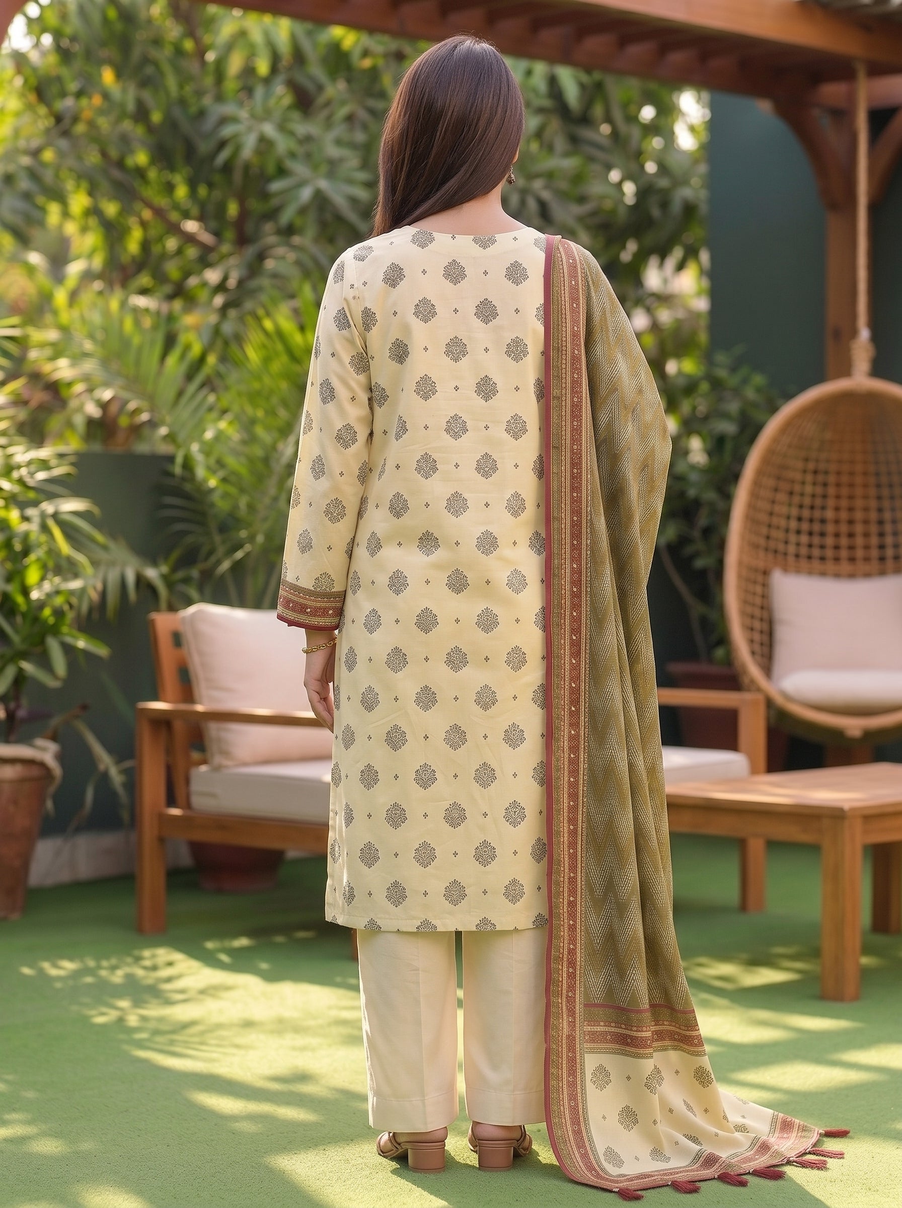 ZESH Printed Lawn 3 Piece Suit
