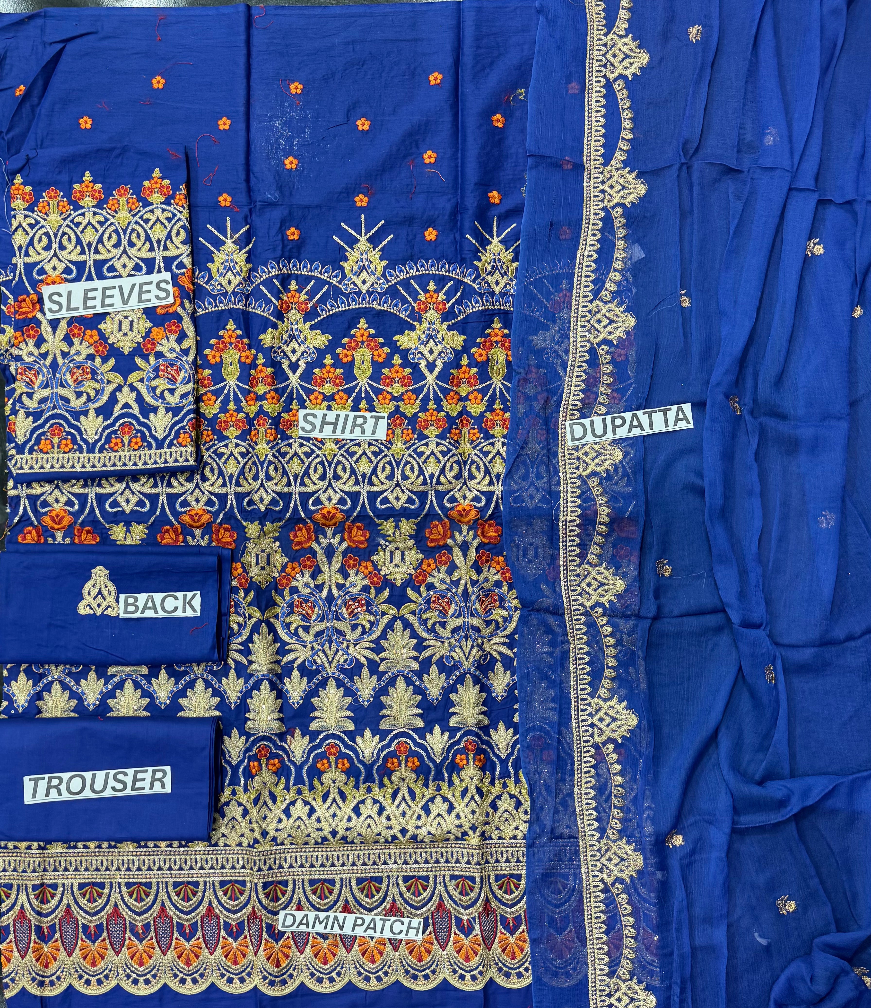 Morning Show Style Royal Blue 3-Piece Unstitched Suit