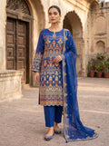 Morning Show Style Royal Blue 3-Piece Unstitched Suit