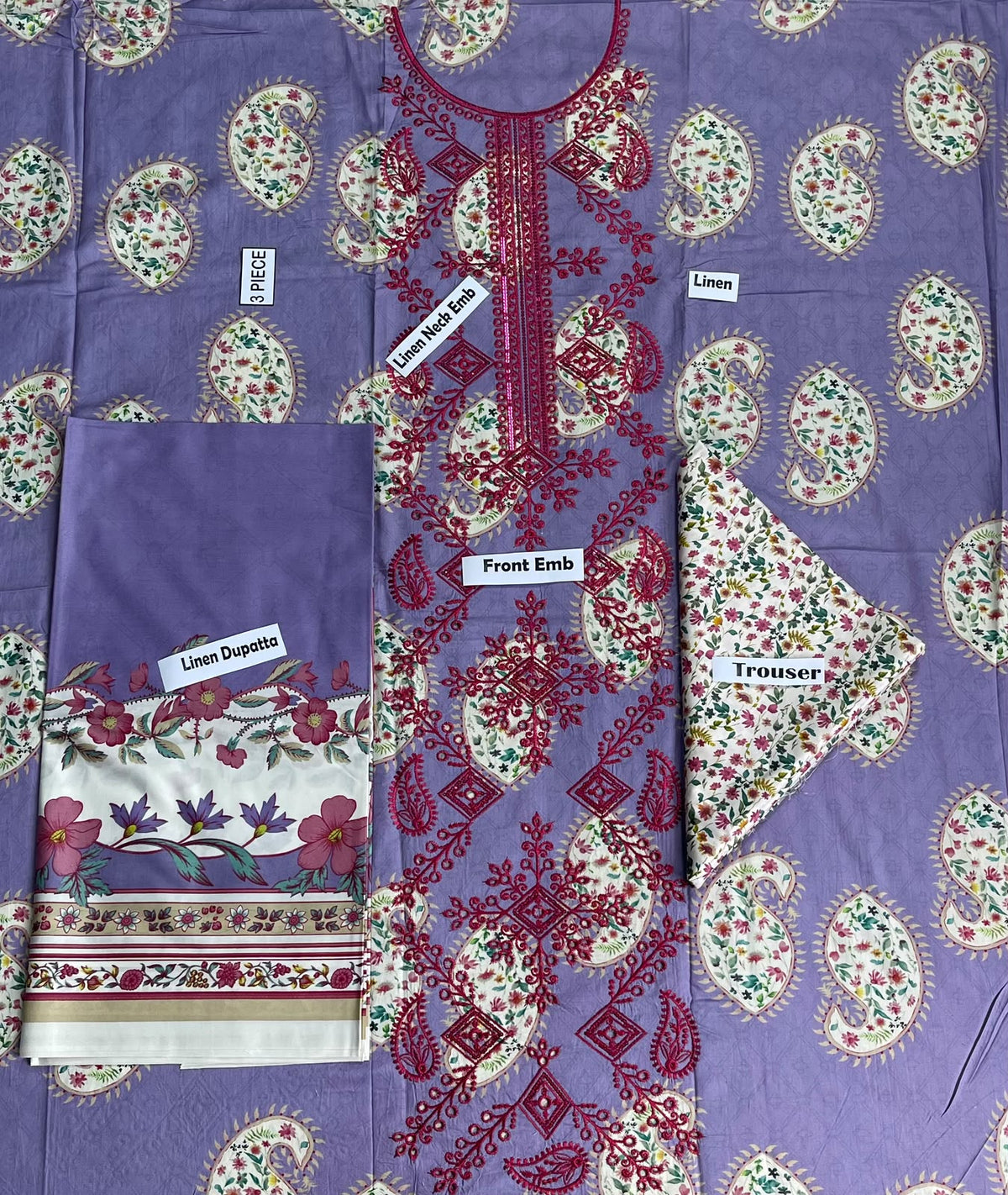 Bonanza Satrangi Embroidered Printed Linen 3-Piece Suit