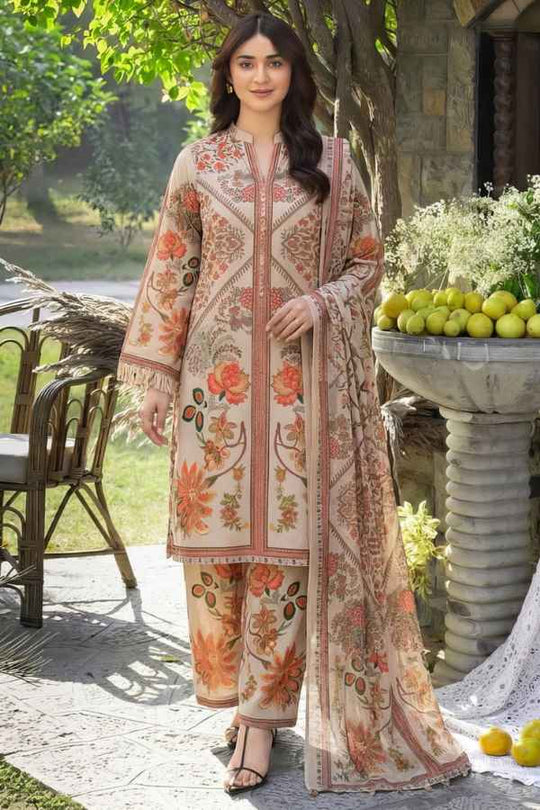 Sapphire Printed Shamooz Silk 3Pc Suit