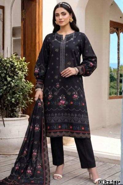 Mashaim Printed Khaddar | Digital Printed 3-Piece Khaddar Suit