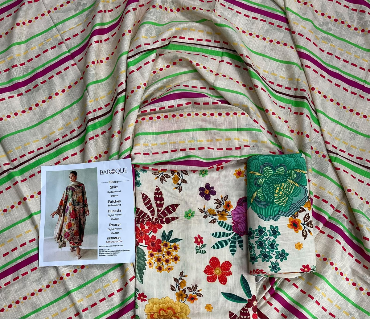 Baroque Printed Khaddar 3-Piece