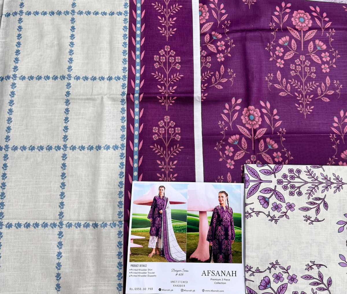 AFSANAH Premium Printed Khaddar 3 Piece