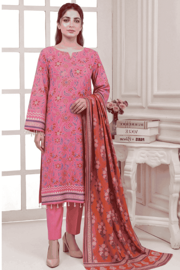 Mashaim Printed Khaddar 3 Piece Unstitched Suit