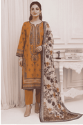 Mashaim Printed Khaddar 3 Piece Unstitched Suit