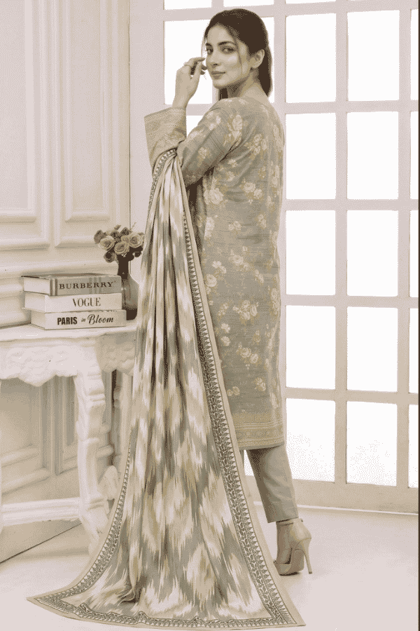 Mashaim Printed Khaddar 3 Piece Unstitched Suit