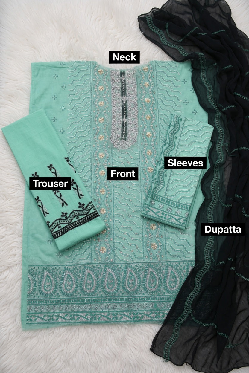 Morning Show Style 3 Piece Embroidered Suit